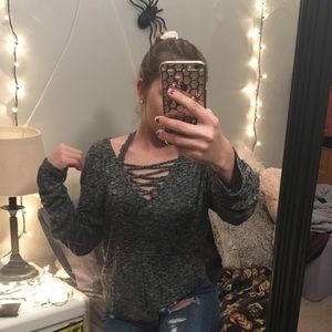 SOLD❌ Lace Up Sweater